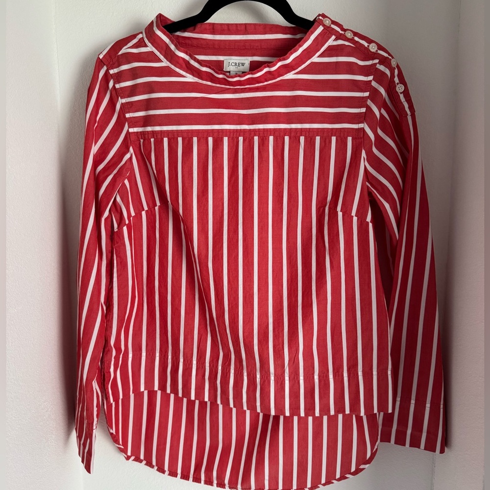 J. Crew Kids Red and White Striped Blouse size 2